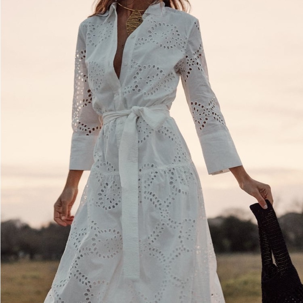 NWT ZARA EYELET WHITE DRESS SZ S